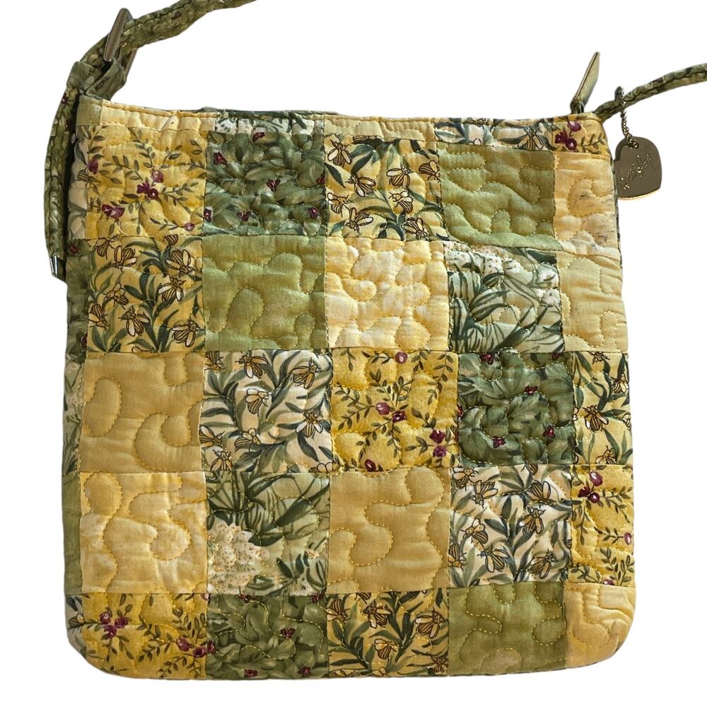 Donna Sharp Patchwork Crossbody Bag Yellow & Gree… - image 1